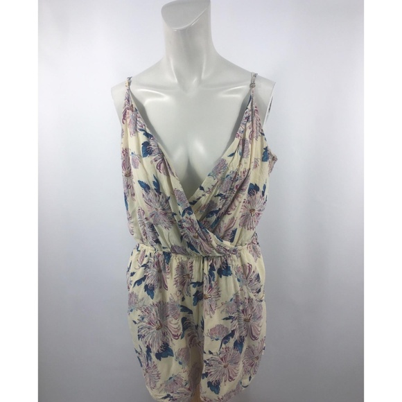 1. State Pants - 1. State Floral Sexy Plunge Faux Wrap Romper